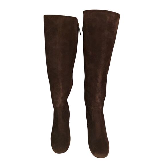 Tory Burch size 6 1/2M Brown Suede Wedge Heel Long Boots - Picture 1 of 11